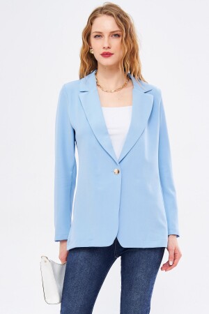 Babyblauer Damen-Blazer mit einem Knopf, ARM-20K001020 - 1