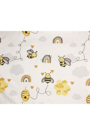 Babydecke mit Bienenmuster, 90 x 100 cm, 100 % Baumwolle, doppellagige Babydecke aus Knospen- und Flanellstoff - 7