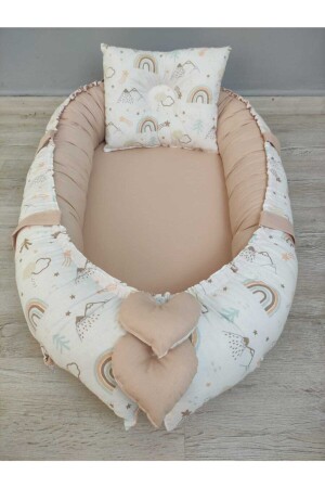 Babynest, Hügelmuster, beige Kombination Original Babybett und Kissen 1001 - 1