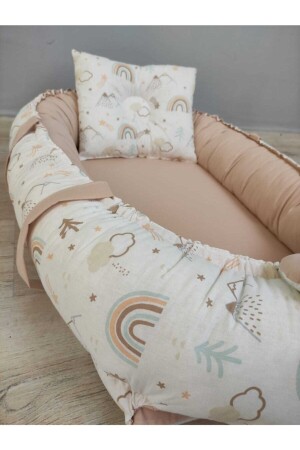 Babynest, Hügelmuster, beige Kombination Original Babybett und Kissen 1001 - 6