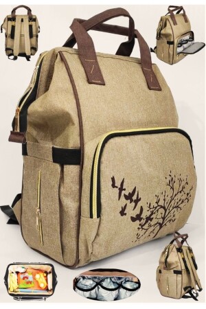 Babypflegetasche Mutter Babypflegerucksack – Beige Vogelmuster 38BCKPVB - 2