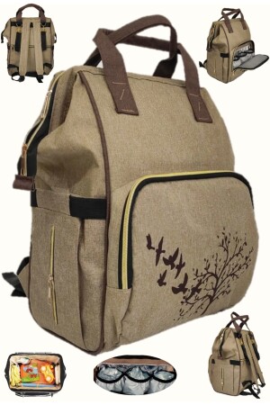 Babypflegetasche Mutter Babypflegerucksack – Beige Vogelmuster 38BCKPVB - 7