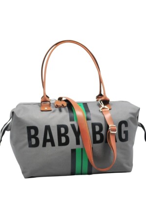 Babysl Baby Bag Tasarım Çizgili Gri Anne Bebek Bakım Ve Kadın Çantası - 2