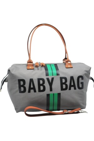 Babysl Baby Bag Tasarım Çizgili Gri Anne Bebek Bakım Ve Kadın Çantası - 4