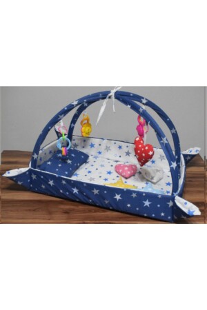 Babyspielmatte und Kinderbereich aus Baumwolle, Marineblau - 1