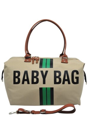 Babytaschen-Design, grün gestreift, beige, Mutter-Baby-Pflege- und Damentasche - 3