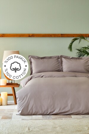 Back To Basic Nerz-Doppelbettbezug-Set 200 aus 100 % Baumwolle. 18. 01. 0046 - Karaca Home