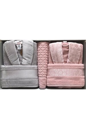 Bademantelset Blossom Grey Pink - 1