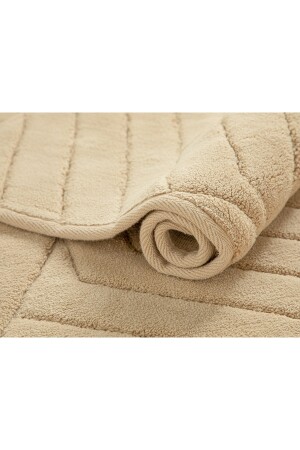 Badematten-Set aus gewellter Baumwolle, 60 x 100 cm, 60 x 50 cm, Beige 10037228 - 4