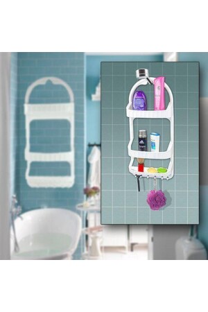 Badezimmer-Dusche-Shampoo-Beutel, Waschlappen-Organizer mit Kunststofffach und Saugnapf ANKADP-2234-5014 - 5