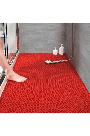 Badezimmer-Duschmatte Z-Mat – rutschfeste Nassbodenmatte – ROT – Breite: 90 cm x 1 m - 1