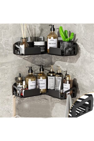 Badezimmer-Eck-Duschregal, 4 Haken, Metall-Duschregal – wandmontierter Badezimmer-Dusch-Organizer HZM00043 - 5