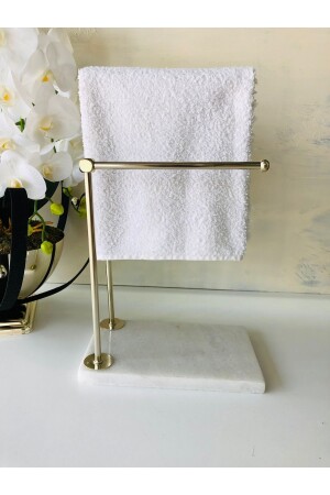 Badezimmer-Handtuchhalter aus Marmor-Metall, Weißsilber, MMEH1006 - 5