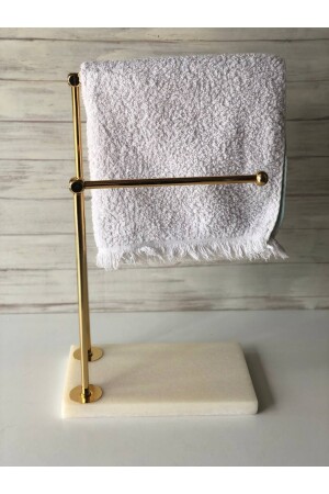 Badezimmer-Handtuchhalter aus Marmor und Metall Beyazgold MMEH1006 - 3