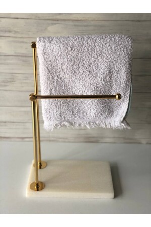 Badezimmer-Handtuchhalter aus Marmor und Metall Beyazgold MMEH1006 - 4