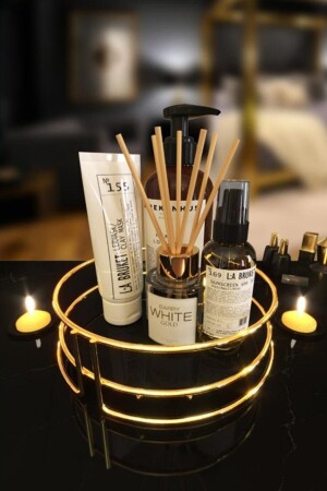 Badezimmer-Kosmetik-Schmuck-Organizer, Mehrzweck-Organizer, einstöckiges Servier-Präsentationstablett, Leckerli-Halter, Gold PRA-5556826-9399 - Sas Haus