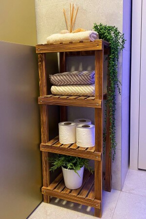 Badezimmer-Organizer aus Holz, solides Badezimmer- und Küchenregal, Handtuchhalter, Mob103102 hd617 - 1