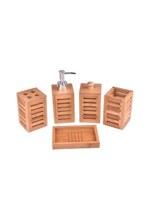 Badezimmer-Set aus Bambus, 5-teilig, BR1029D - 2