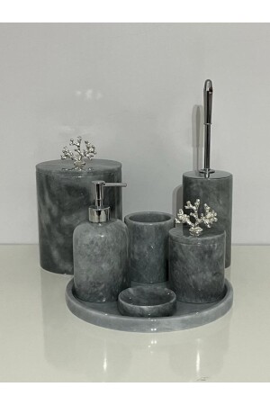 Badezimmer-Set aus grauem Marmor, 7-teilig, 0718716960975 - 2