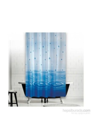 Badezimmer-Vorhang, 1 x 120 x 200 cm, einflügeliger Duschvorhang mit Ring, Geschenk 5020, Blau - 1