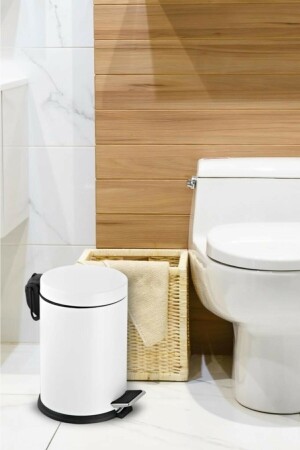 Badezimmer, WC, Balkon, Küche, weißer Pedal-Mülleimer aus Metall, 3 Liter, 2304262000 - 2