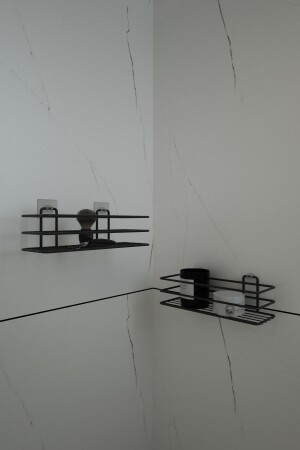 Badezimmerregal mit Klebehaken, mattschwarz, Badezimmer-Duschaufhänger, 2 Stück, AAB001 - 1