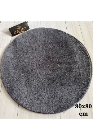 Badezimmerteppich Plüsch-Fleece-Teppich rund Anthrazit 80x80 rund Anthrazit - 1