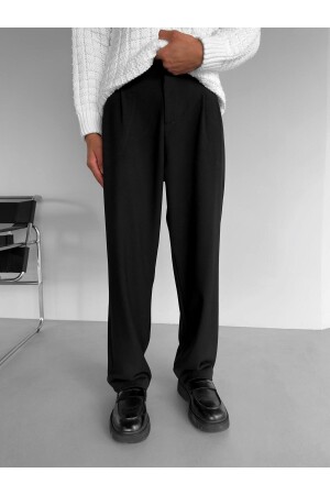 Baggy-Fit-Hose aus dickem Stoff, Schwarz PNT. 0029 - 3