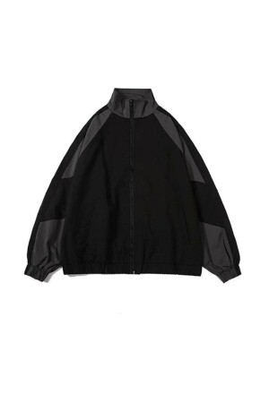 Baggy Parachute College-Jacke in Schwarz und Grau - 1