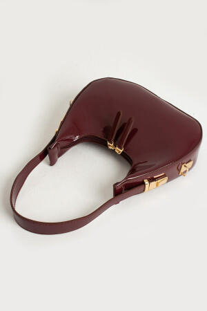 Baguette-Kirschtasche für Damen aus Lackleder mit Reißverschluss, Kirschtasche, spezieller Riemen, detaillierte Umhängetasche - 5