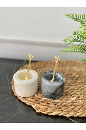 مكنز-ماربور تسمم المطرز مجموعة الرمادي اللون الأبيض تسمم المالح تسمم الفلفل تسمم مع ملعقة ذهبية ديكور المطبخ الح - Elysian