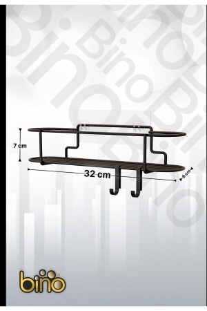 Baharatlık Lüks Metal Siyah Mutfak Rafı Banyo Rafı Yapışkanlı Kancalı Tasarım Tuzluk Askılık binogold11-s1 - 8