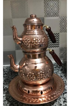 Bakır Çaydanlık Çiçek Işlemeli Balkon Sefası Osmanlı Ocaklı Hediyeli Bakır Demlik Bkrcicekjel - MARATON