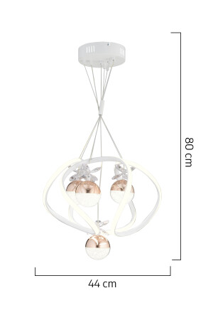 Balca 4'lü Beyaz Bakır 3 Renkli 50 Watt Ledli Modern Oturma Odası, Koridor, Salon Led Avize 4044-04-WH-CU - 6