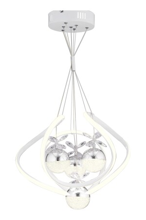 Balca 4'lü Beyaz Krom 3 Renkli 50 Watt Ledli Modern Oturma Odası, Koridor, Salon Led Avize 4044-04-WH-CH - 5