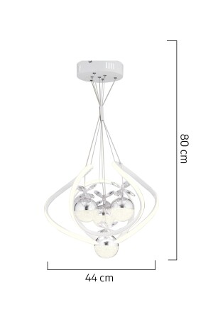 Balca 4'lü Beyaz Krom 3 Renkli 50 Watt Ledli Modern Oturma Odası, Koridor, Salon Led Avize 4044-04-WH-CH - 7