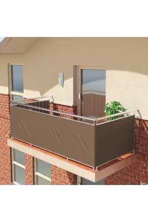 Balkon Demiri Perdesi Korkuluk Perdesi Düz KAHVE Her ölçüde BOY X EN Metal Halkalı - 1
