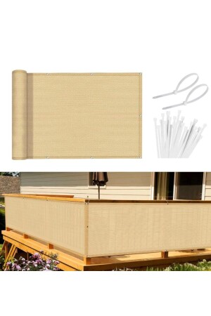 Balkon Eisen Vorhang Geländer Vorhang Beige Mesh - 1