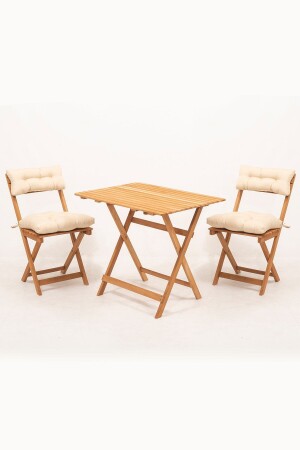 Balkon Garten Küche 3-teiliges Bistro-Set Klapptisch-Stuhl mit Rückenlehne und Sitzkissen 60x80 Tisch Mey2345221 - 2