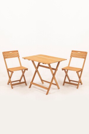 Balkon Garten Küche 3-teiliges Bistro-Set Klapptisch-Stuhl mit Rückenlehne und Sitzkissen 60x80 Tisch Mey2345221 - 4
