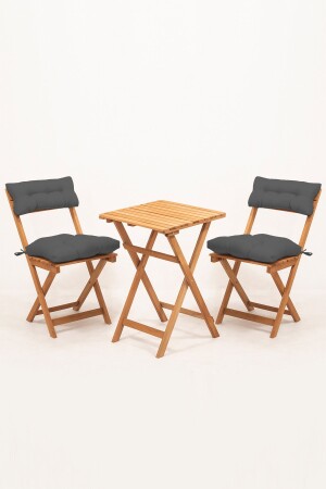 Balkon Garten Küche 3-teiliges Bistro-Set Klapptisch-Stuhl mit Rückenlehne und Sitzkissen Mey2345221 - 1
