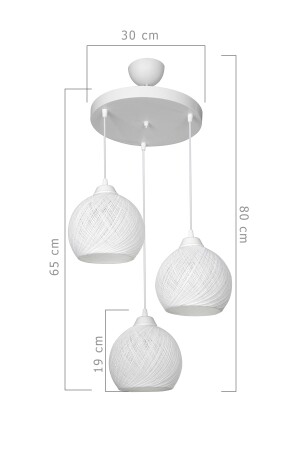 Ball 3lü Çember Avize Kırık Beyaz MNG.5140 - 4