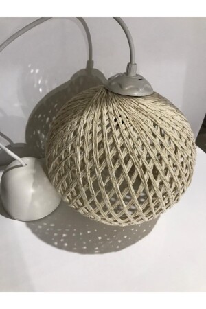 Balle Cremefarbene Pendelleuchte, Ball-Kronleuchter, weißes Kabel - 3