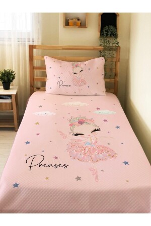 Ballerina-Mädchen-Set aus bedrucktem Piqué für Babys und Kinder, 160 x 230 cm, Rosa - 1