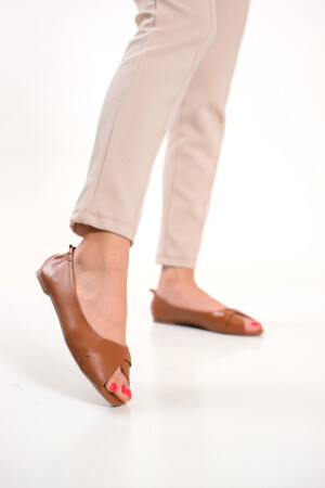 Ballerinas aus echtem Leder in Tan für Damen, Leder, Dp58-6069, DP58-6069 - 3