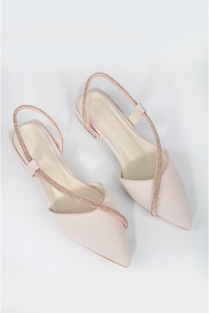 Ballerinas für Damen, glänzende Schnalle, spitze Zehenpartie, leichte Rückseite, cremefarben, Neva GMG0024 - 4