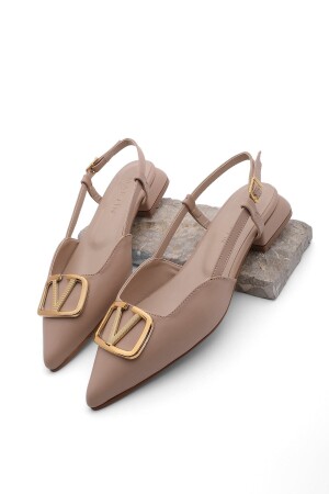 Ballerinas mit spitzer Zehenpartie und offener Schnalle für Damen, Farsi-Beige - 1