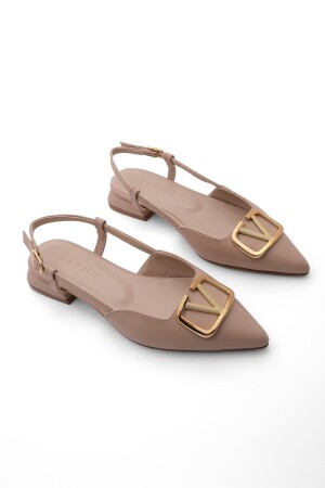 Ballerinas mit spitzer Zehenpartie und offener Schnalle für Damen, Farsi-Beige - 6