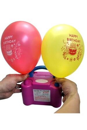 Ballonaufblasmaschine mit doppeltem Ausgang – elektrische Ballonpumpe 73005, rosa, blau - 5