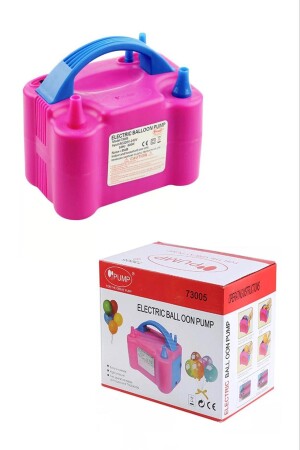 Ballonaufblasmaschine mit doppeltem Ausgang – elektrische Ballonpumpe 73005, rosa, blau - 6